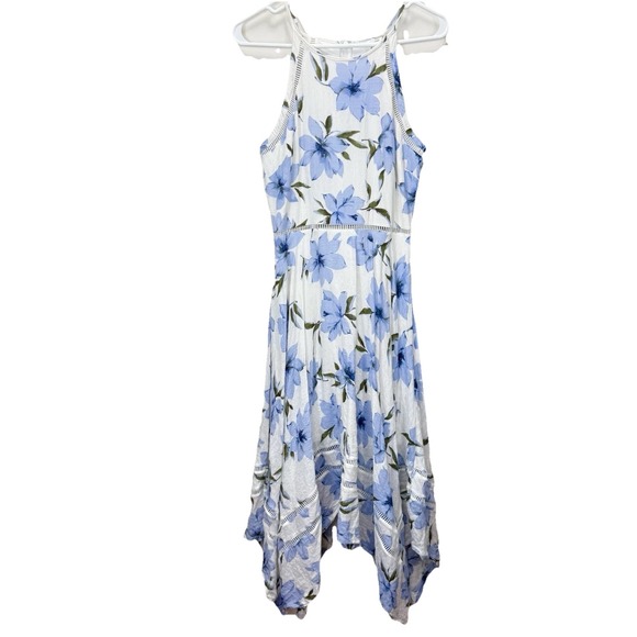 Lulus Zahara Blue White Floral Cotton Sleeveless Midi Dress Size SMALL - Picture 5 of 11